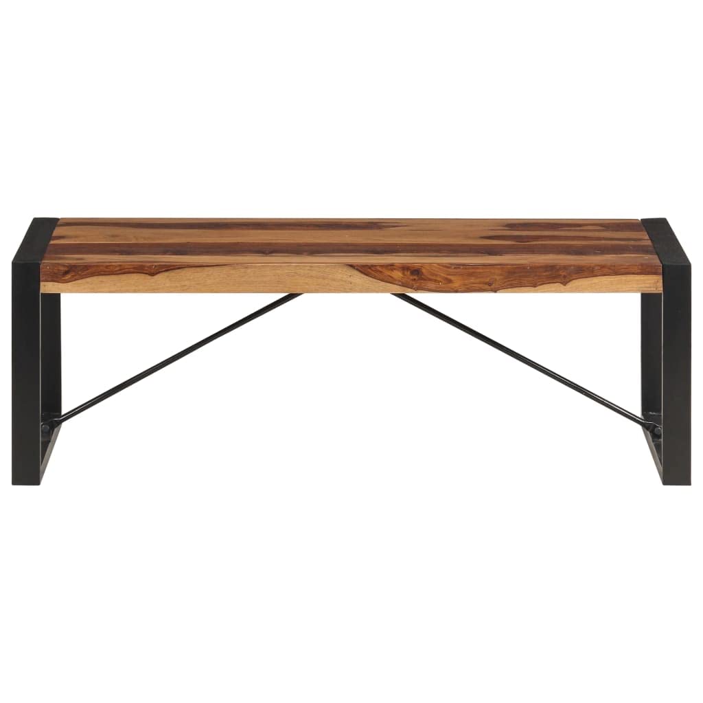 Brown Sheesham Wood Coffee Table with Steel Legs V867