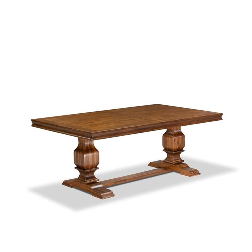 9-Piece Acacia Wood Dining Table Set with Faux Leather Chairs L7049