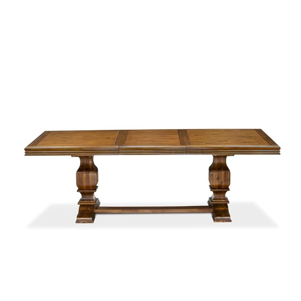9-Piece Acacia Wood Dining Table Set with Faux Leather Chairs L7049