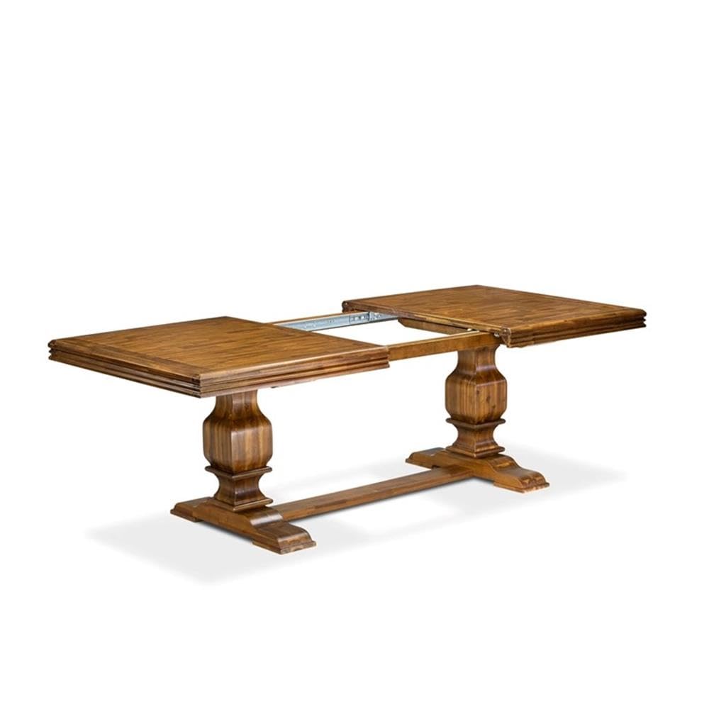 9-Piece Acacia Wood Dining Table Set with Faux Leather Chairs L7049