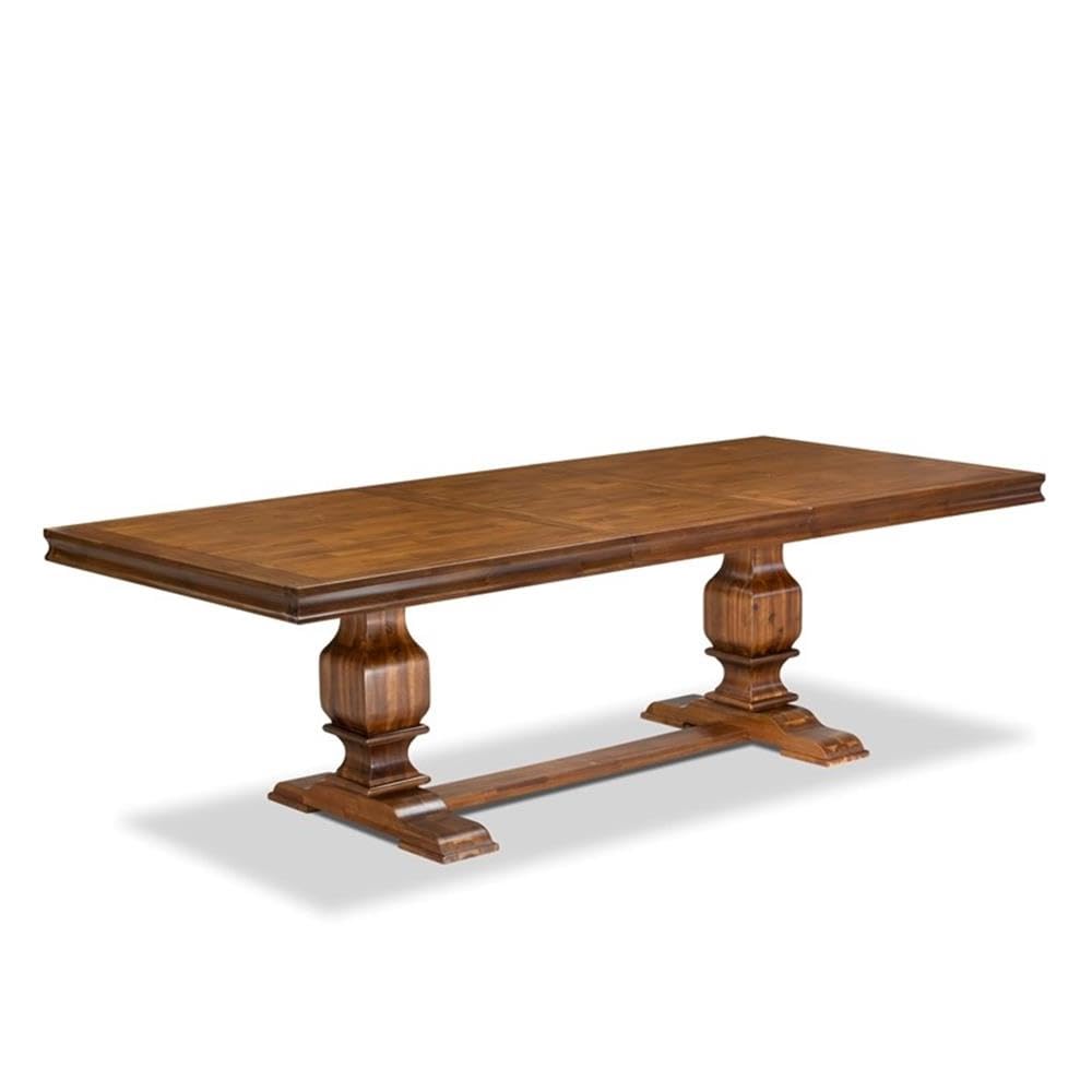 9-Piece Acacia Wood Dining Table Set with Faux Leather Chairs L7049