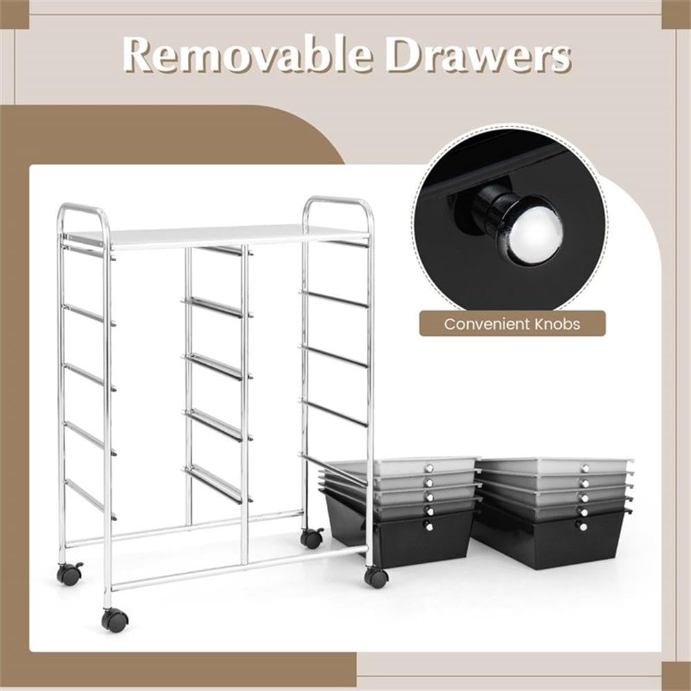 10 Drawer Rolling Storage Cart with Lockable Wheels J20987