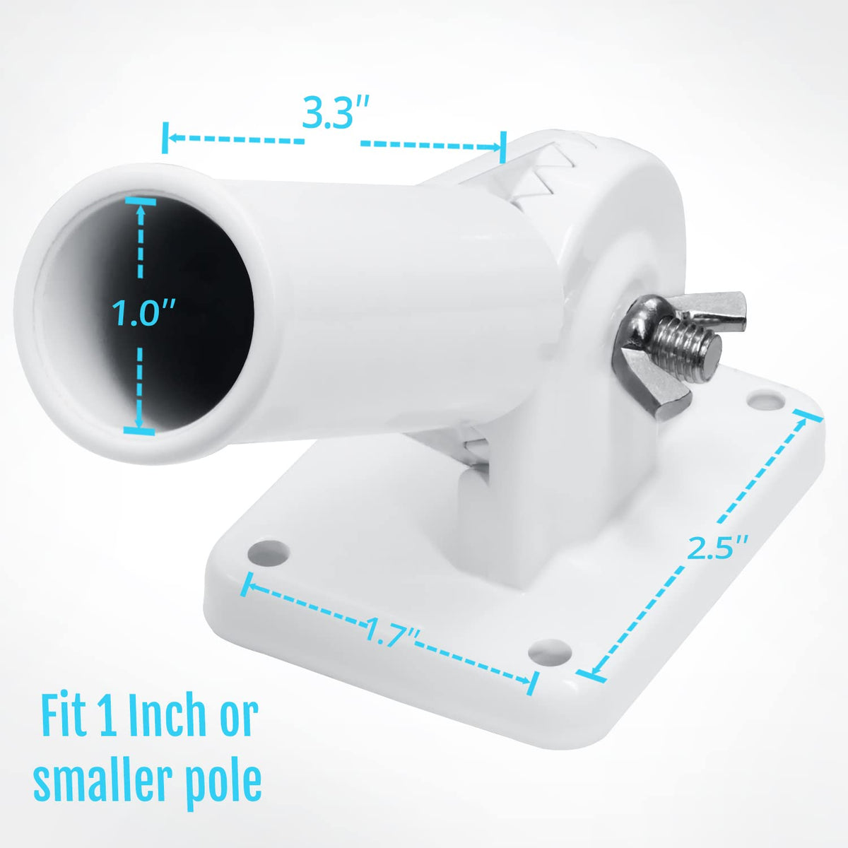 Multi-Position Flag Pole Mounting Bracket Aluminum 1" Diameter White N73932