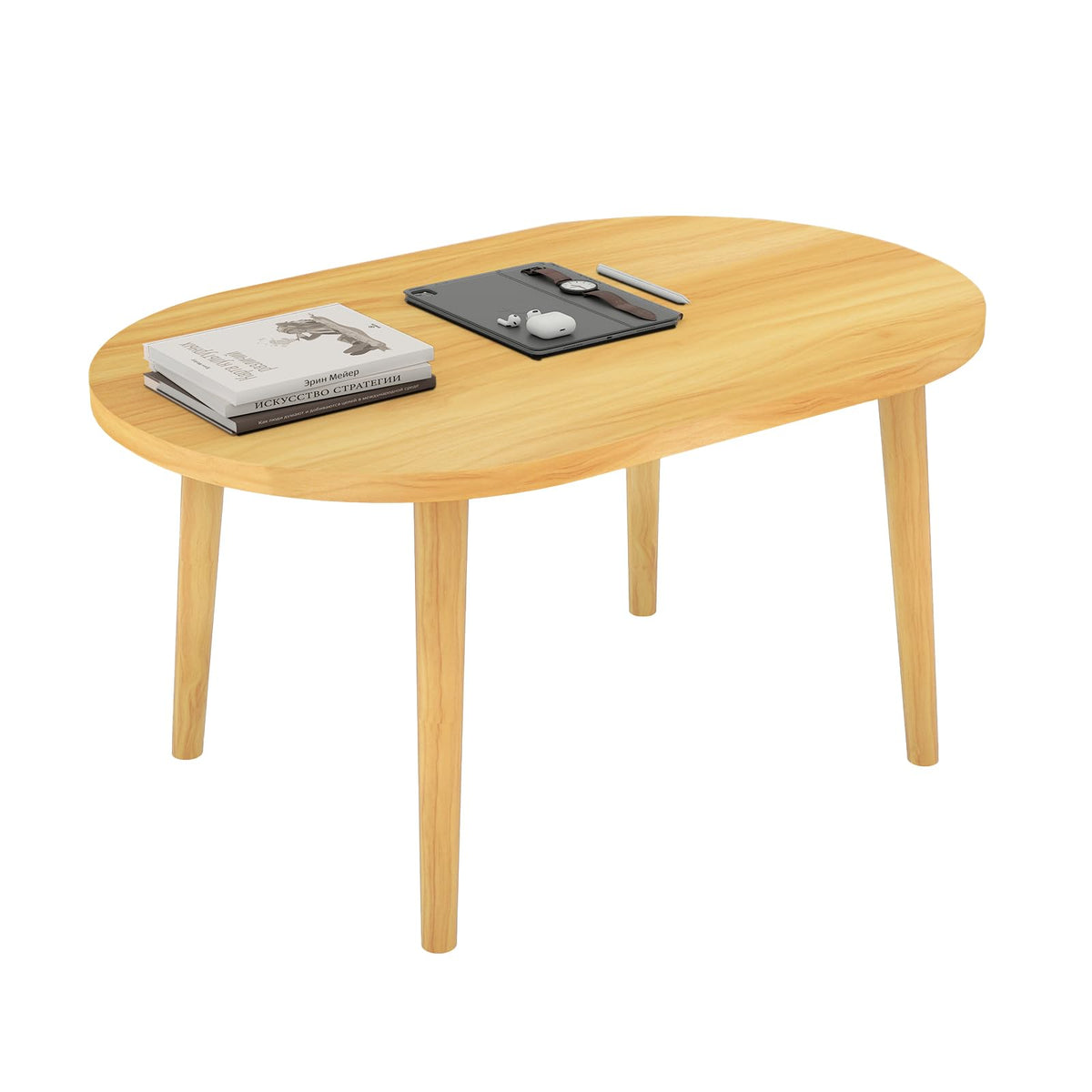 Oval Coffee Table Natural 19.7"D x 31.5"W x 16"H W606