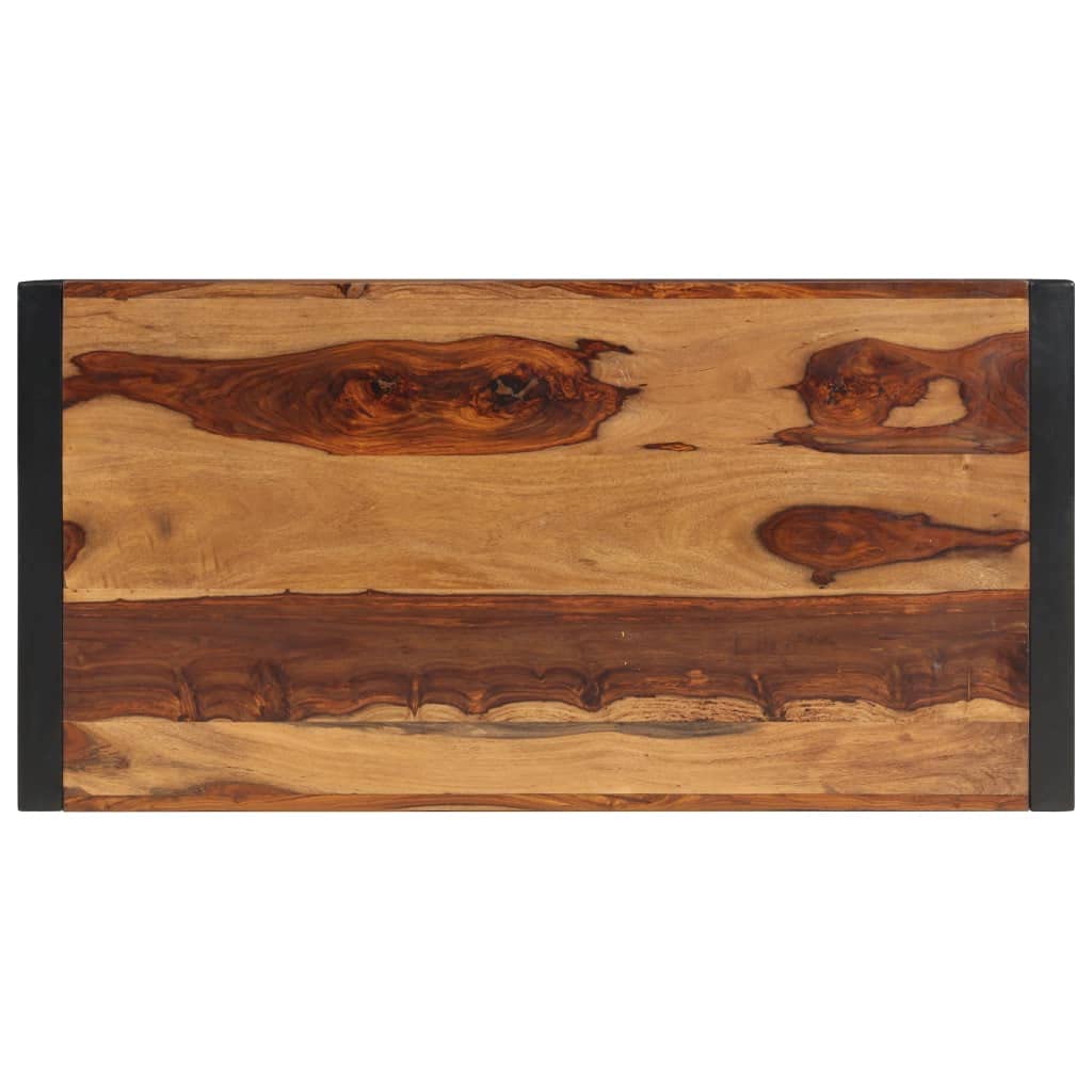 Brown Sheesham Wood Coffee Table with Steel Legs V867