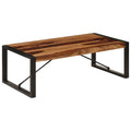 Brown Sheesham Wood Coffee Table with Steel Legs V867
