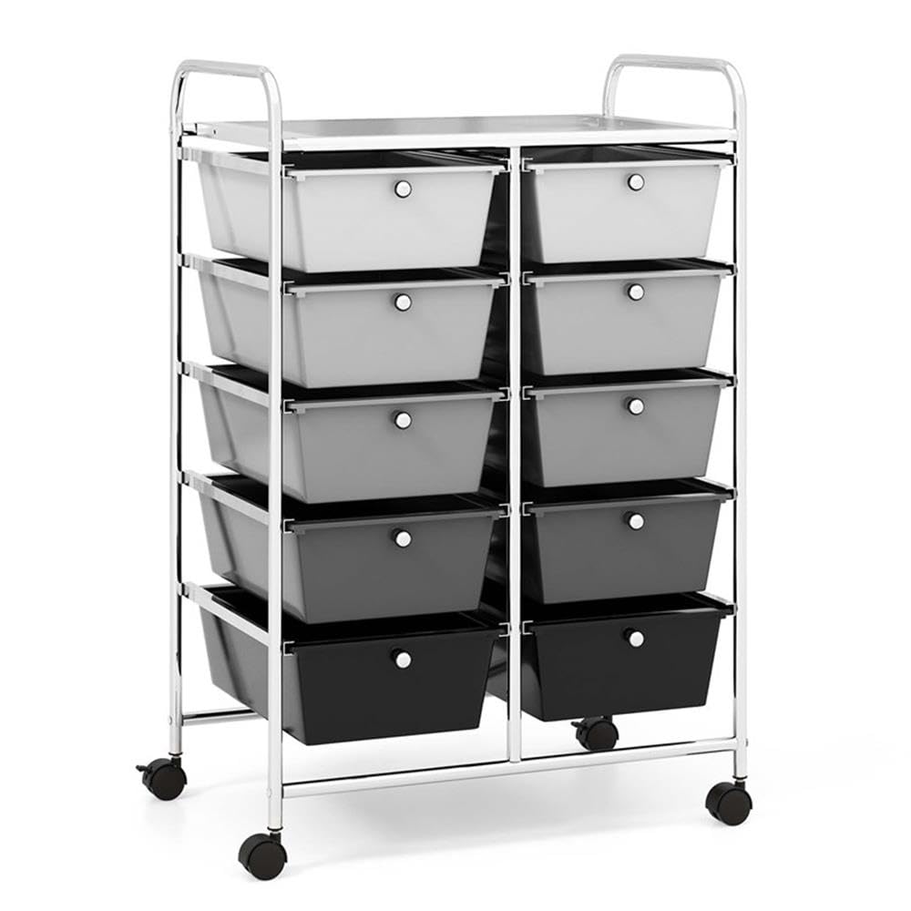10 Drawer Rolling Storage Cart with Lockable Wheels J20987
