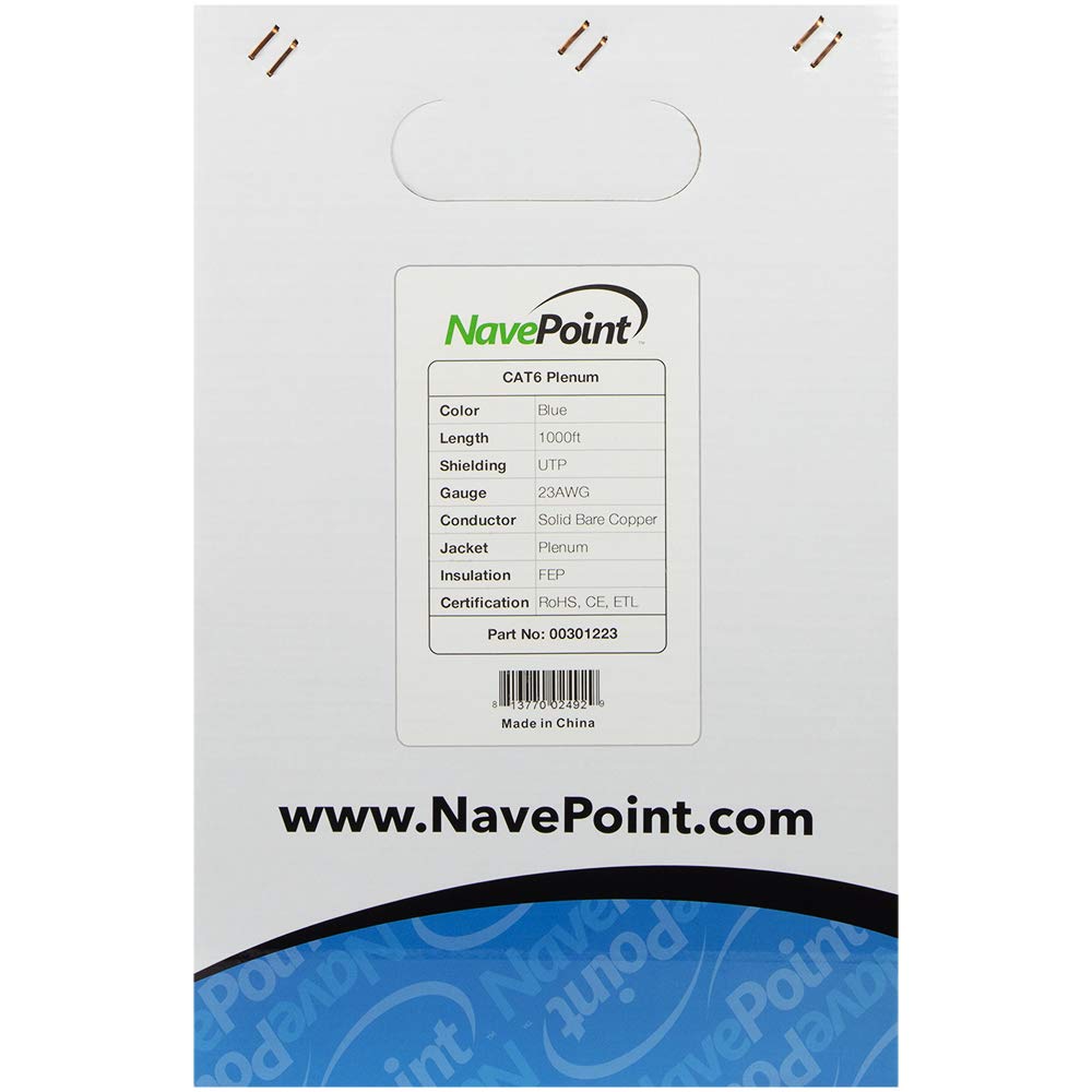 Cat6 Plenum 1000ft Blue Solid Bare Copper Ethernet Cable Q236092