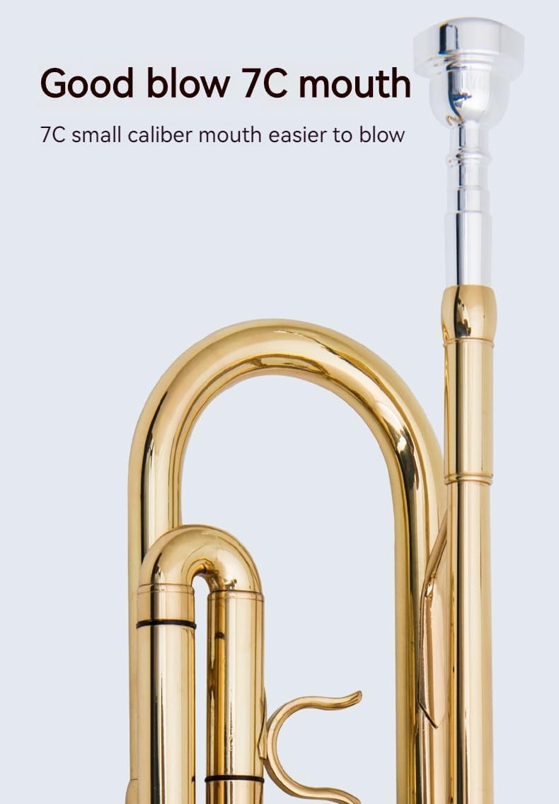 Golden B Flat Three-Tone Trumpet with Box Maintenance Suit X184
