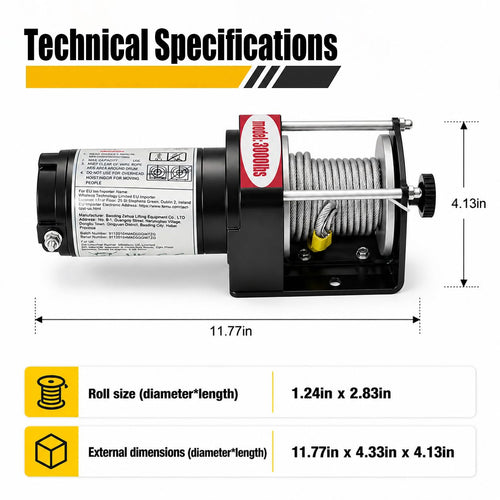 12V DC Electric Winch with Steel Cable T8200