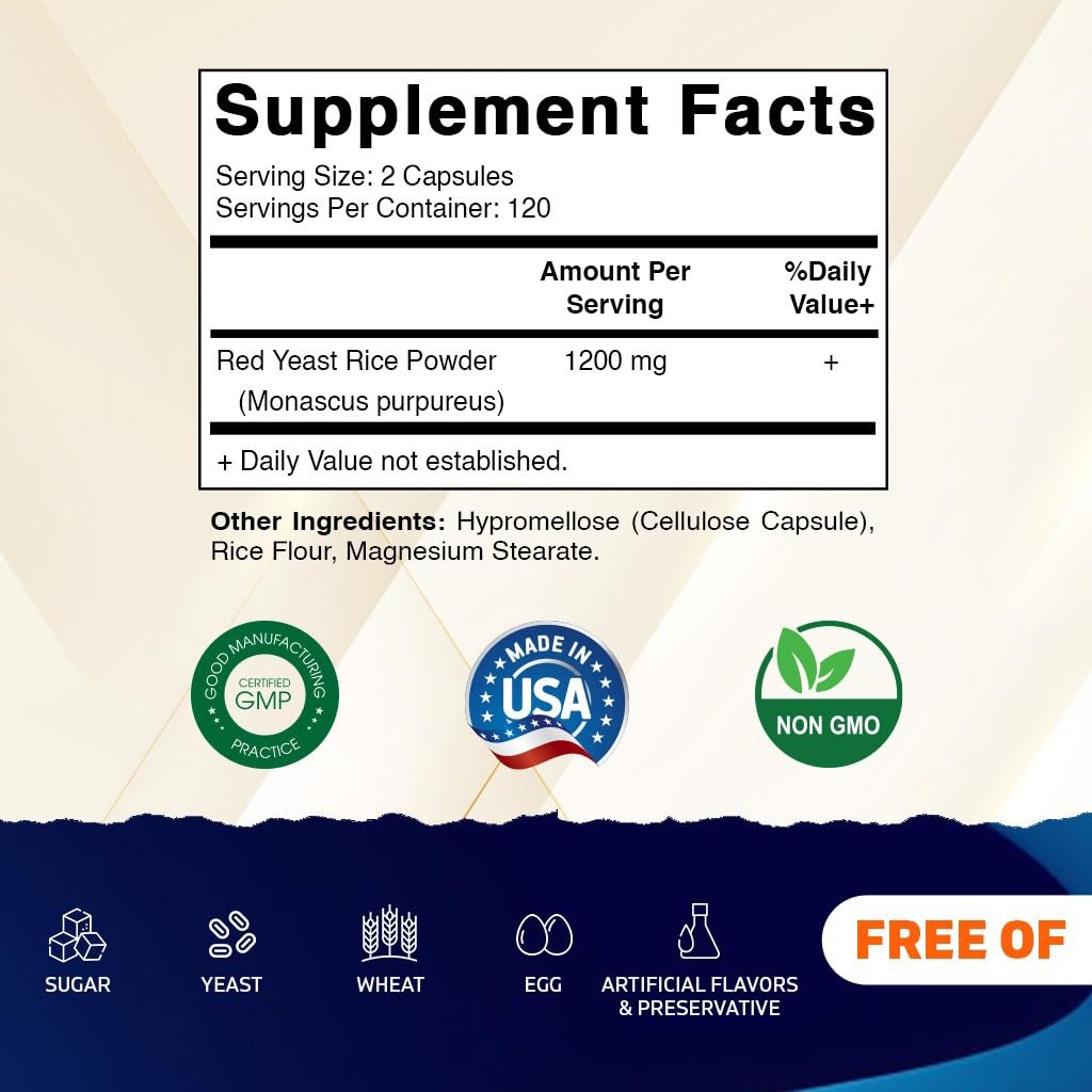Red Yeast Rice 1200 mg 240 Veg Capsules C684866