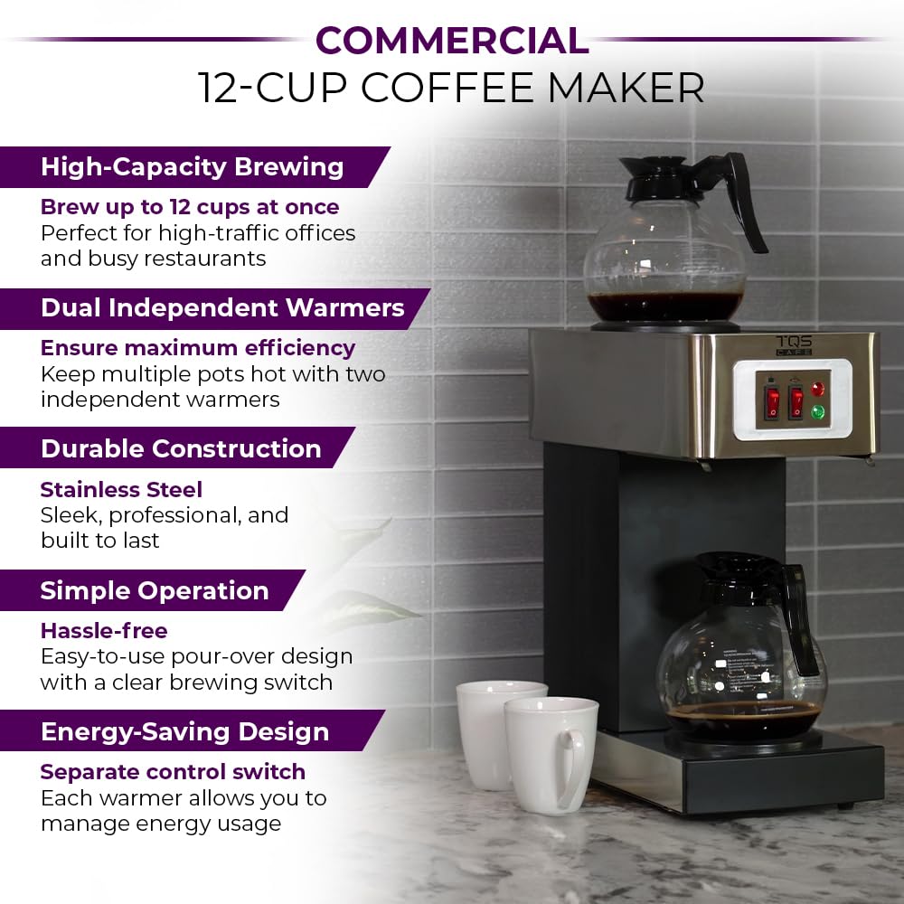 Commercial Coffee Maker, Double 12-Cup Stainless Steel A9767
