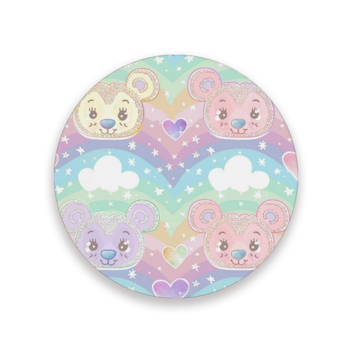 Black Ceramic Bear Coasters Set with Cork Backing Q38755