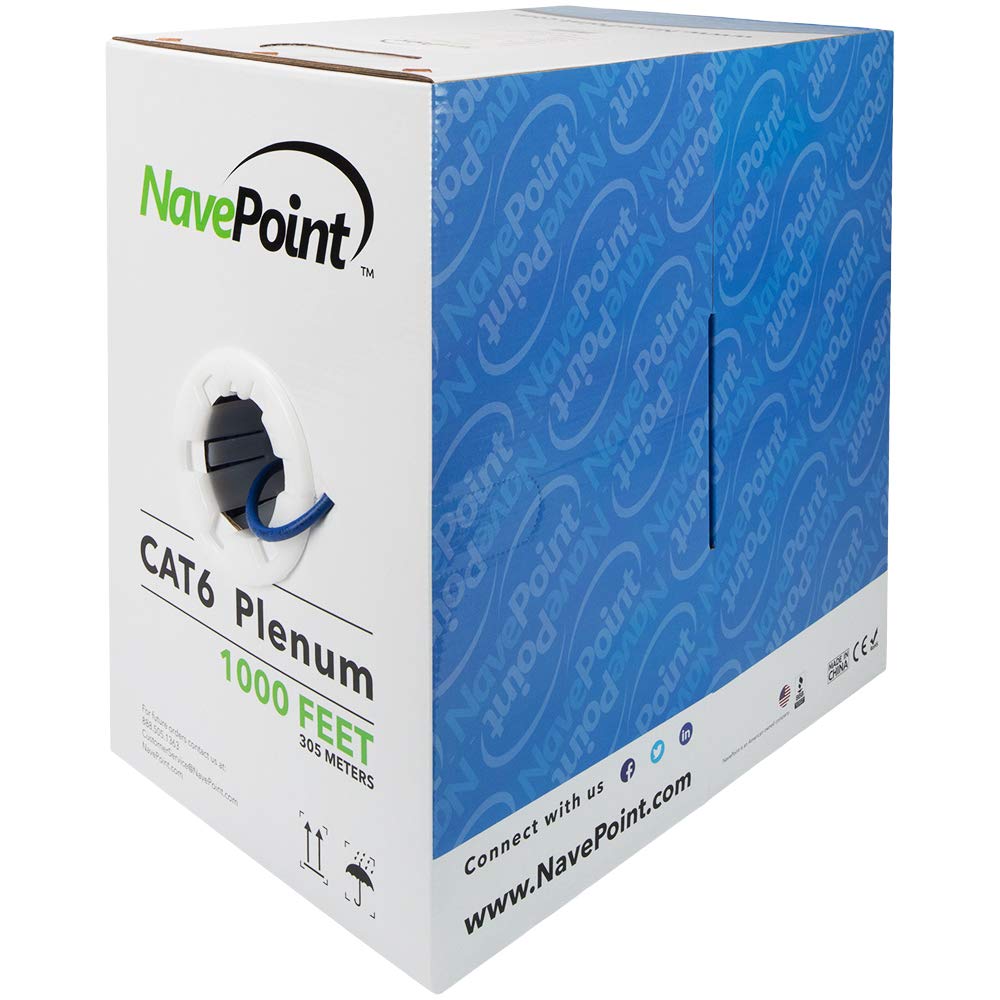 Cat6 Plenum 1000ft Blue Solid Bare Copper Ethernet Cable Q236092