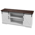 White Wood TV Stand with Sliding Barn Doors I37999