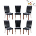 Black Upholstered Dining Chairs Set of 6 with Wood Legs A294037