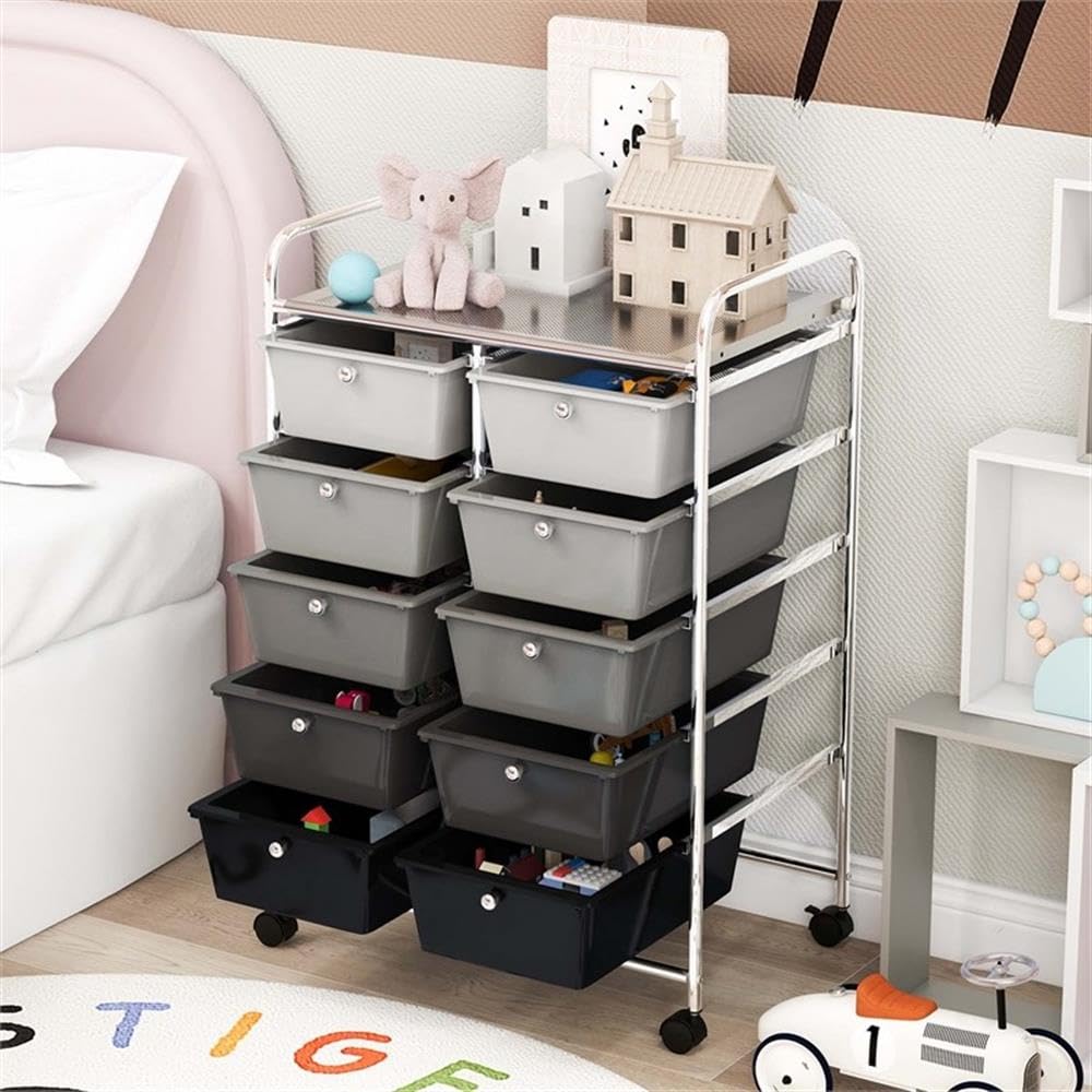 10 Drawer Rolling Storage Cart with Lockable Wheels J20987