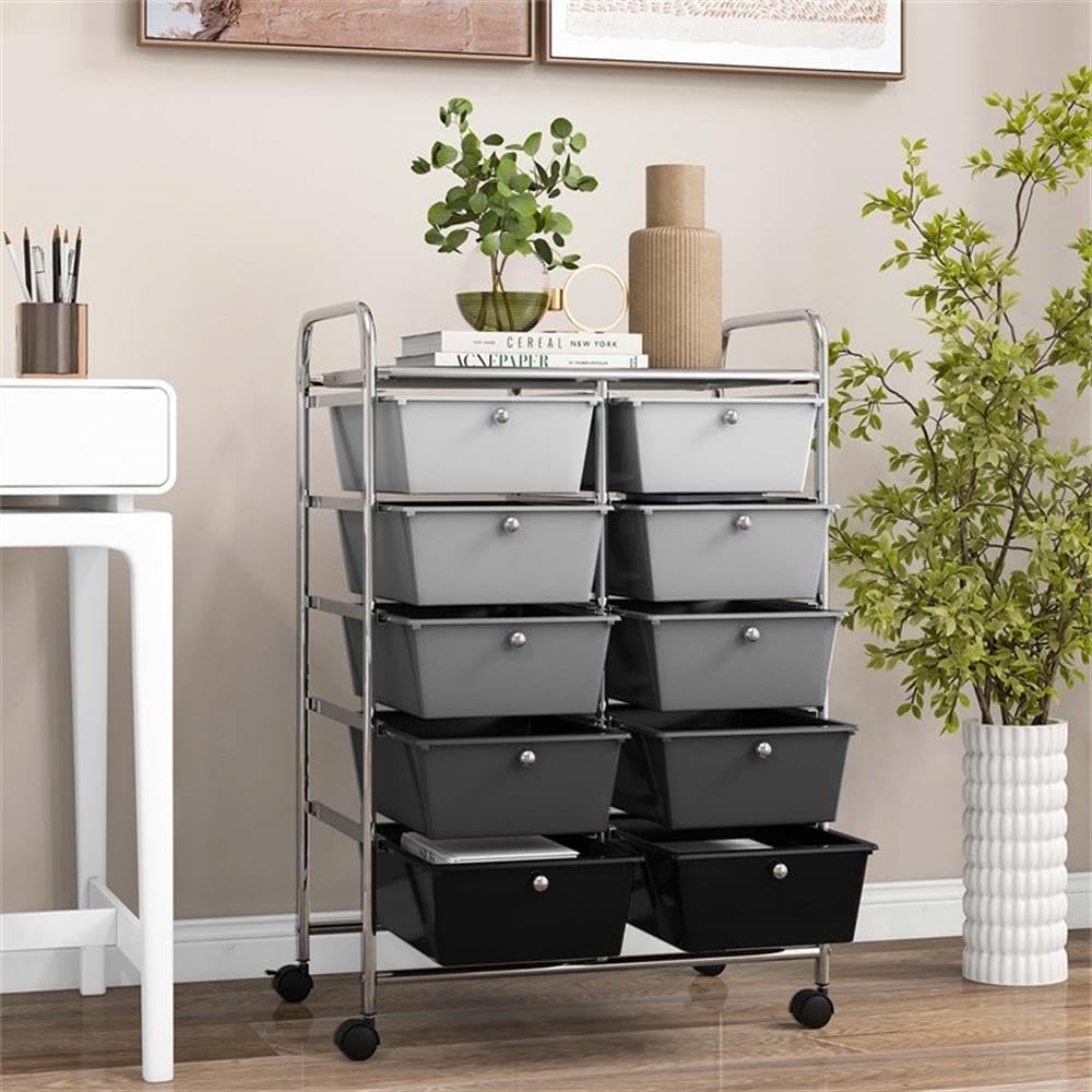 10 Drawer Rolling Storage Cart with Lockable Wheels J20987