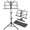 Black Portable Sheet Music Stand with Clamp and Carrying Bag E251
