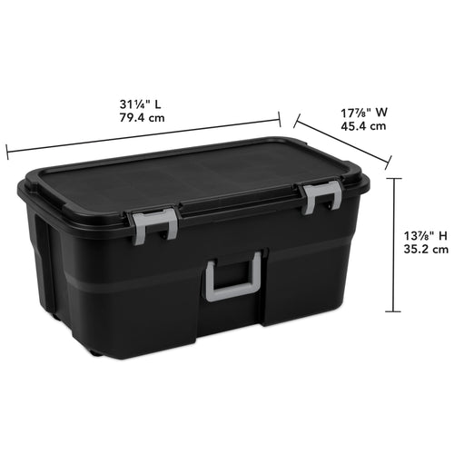 22 Gallon Black Wheeled Plastic Storage Trunk Z23654