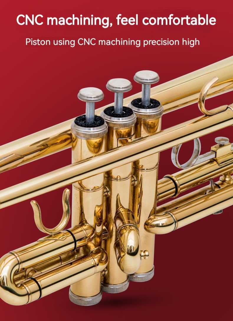 Golden B Flat Three-Tone Trumpet with Box Maintenance Suit X184