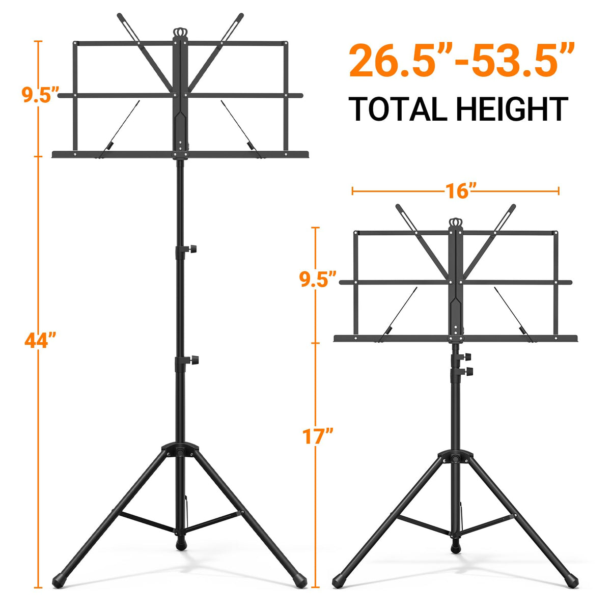 Black Portable Sheet Music Stand with Clamp and Carrying Bag E251