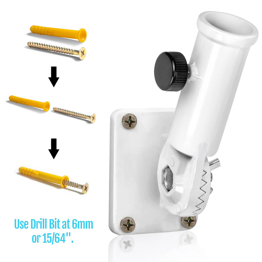Multi-Position Flag Pole Mounting Bracket Aluminum 1" Diameter White N73932