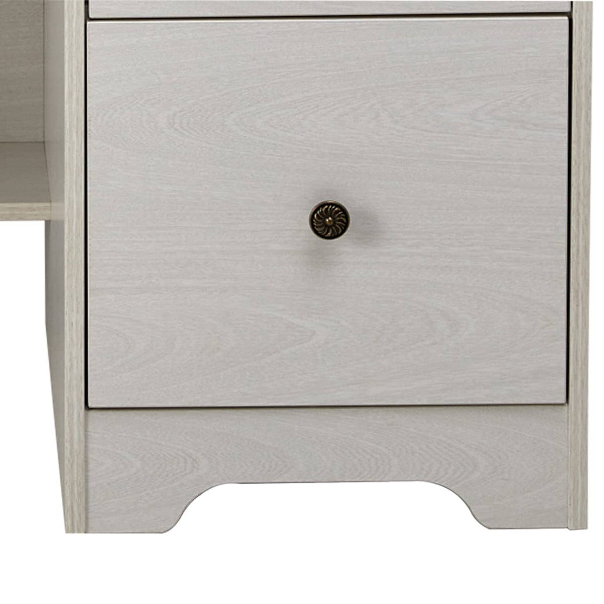 Oak White Computer Desk with 4 Drawers and Hutch Shelf K465332