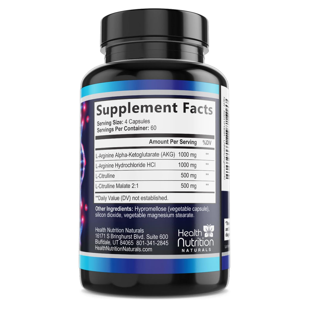 3000mg L-Arginine & L-Citrulline Nitric Oxide Supplement 240 Capsules J46950