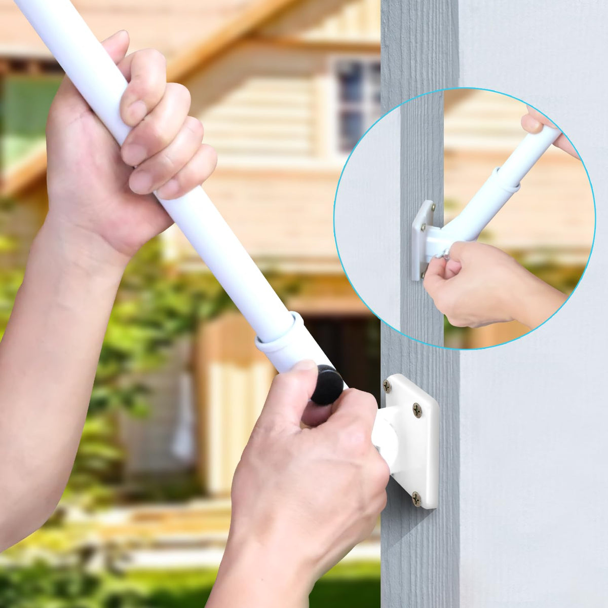 Multi-Position Flag Pole Mounting Bracket Aluminum 1" Diameter White N73932