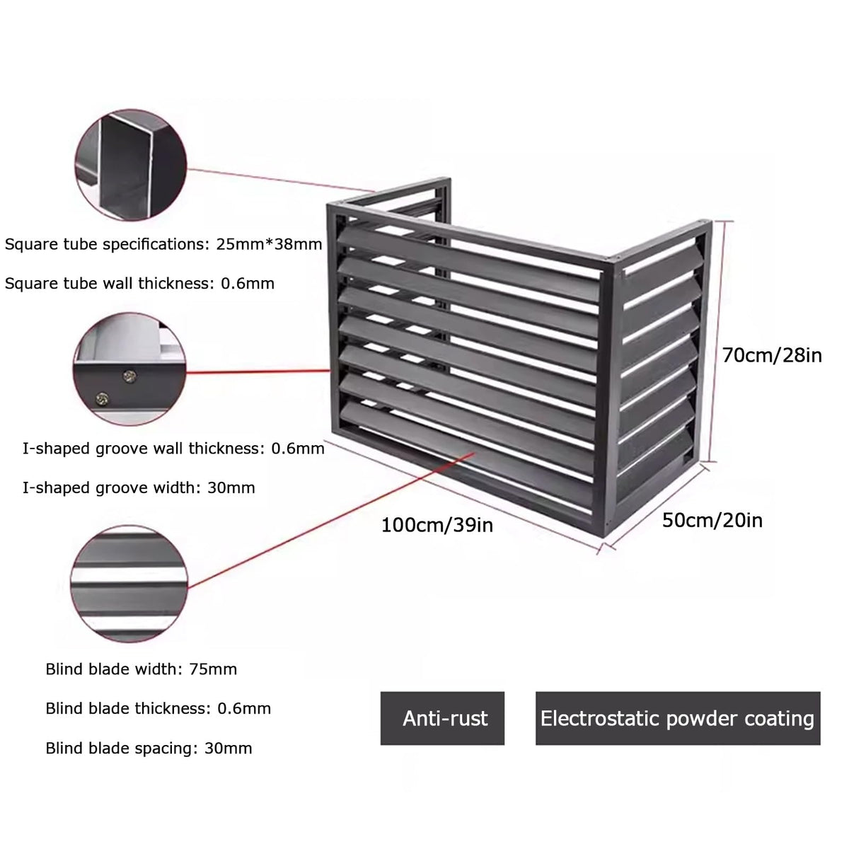Aluminum Alloy Air Conditioner Fence 4 Panels Brown X455008