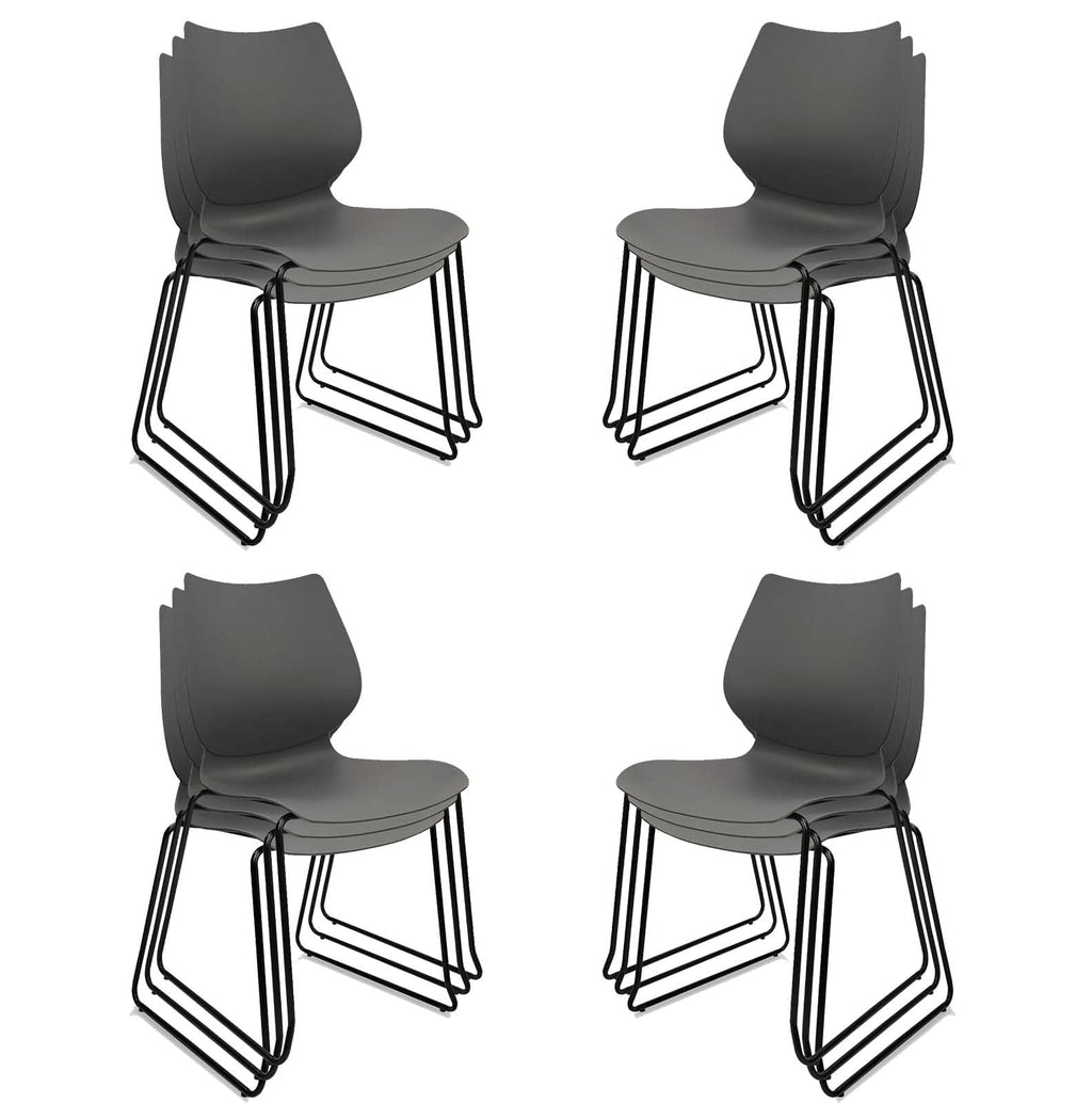 Stacking Chairs with Metal Legs Set of 12, Grey L44830