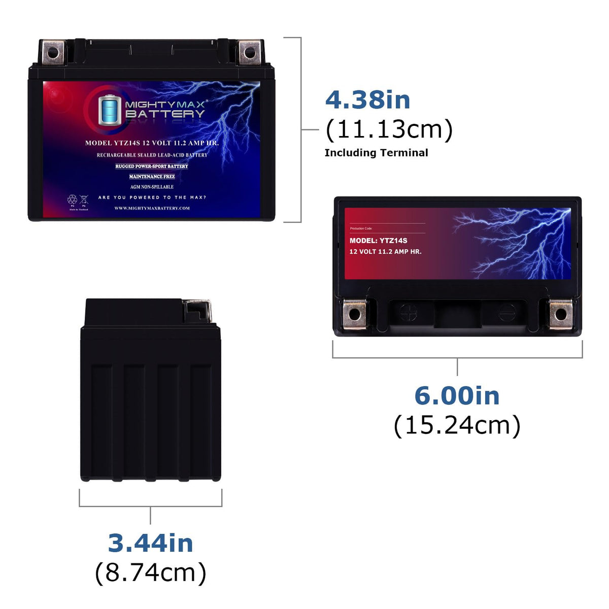 12 Volt 11.2 AH 230 CCA Rechargeable Maintenance Free SLA AGM Motorcycle Battery Pack of 8 R784