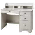 Oak White Computer Desk with 4 Drawers and Hutch Shelf K465332