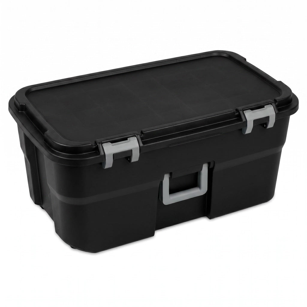 22 Gallon Black Wheeled Plastic Storage Trunk Z23654