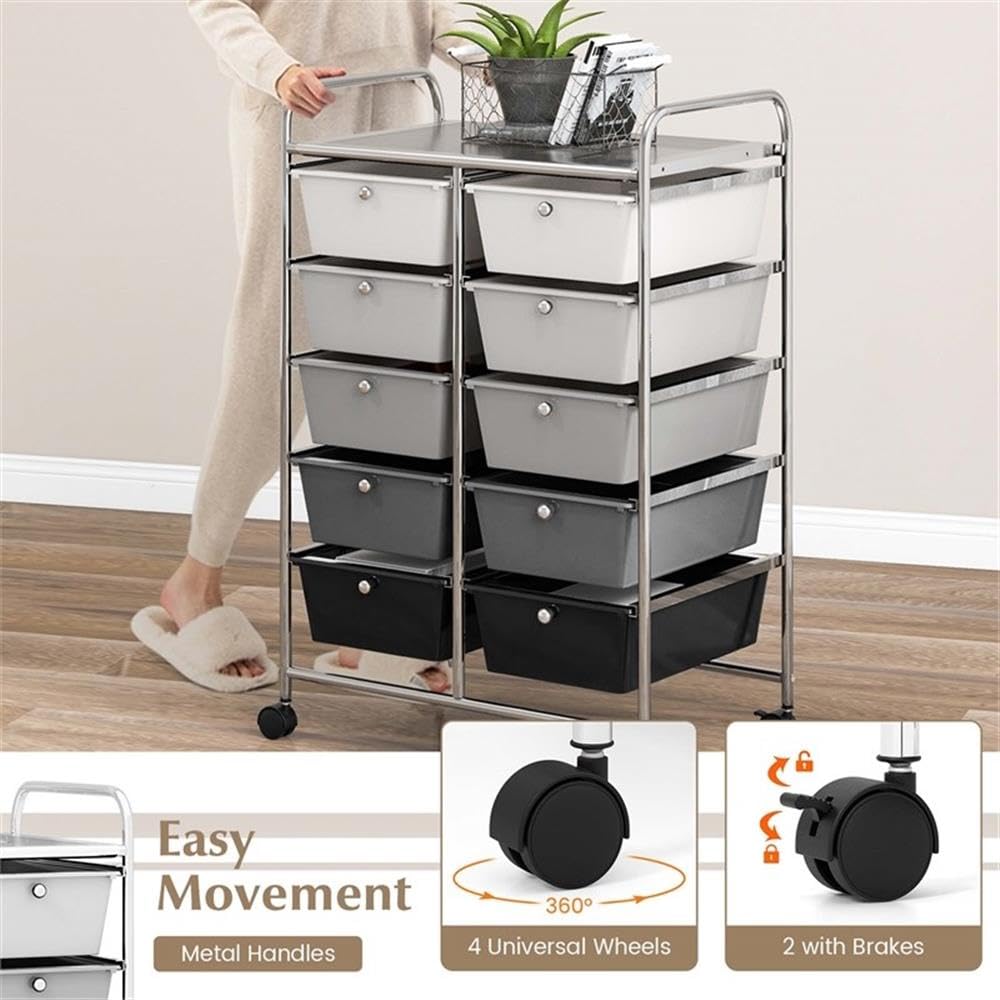 10 Drawer Rolling Storage Cart with Lockable Wheels J20987