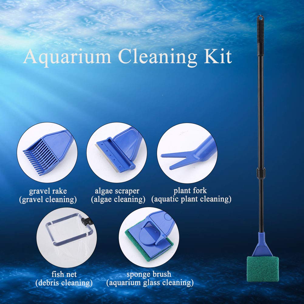 Aquarium Cleaning Kit 5 in 1 Fish Tank Brush Gravel Cleaner Q823265
