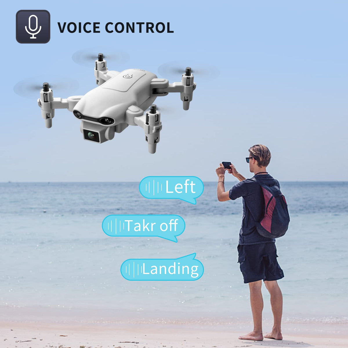 Mini Drone with 1080P HD Camera, 3 Batteries, Gray M3794