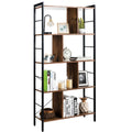 5-Tier Wood Bookshelf with Metal Frame A697