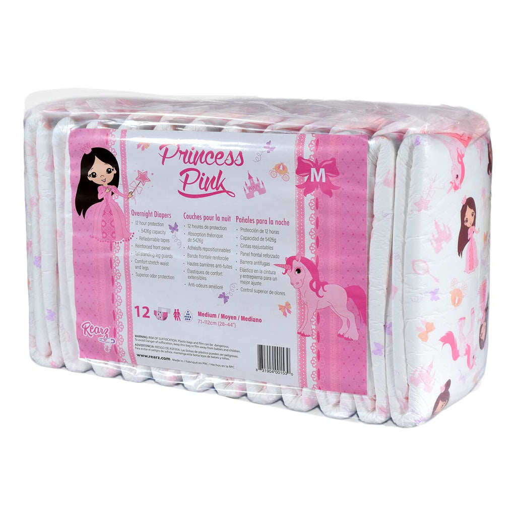 Princess Pink Overnight Adult Diapers 12 Pack Large D42568