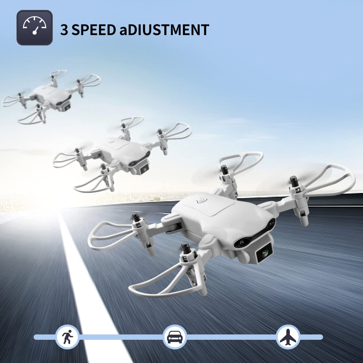 Mini Drone with 1080P HD Camera, 3 Batteries, Gray M3794