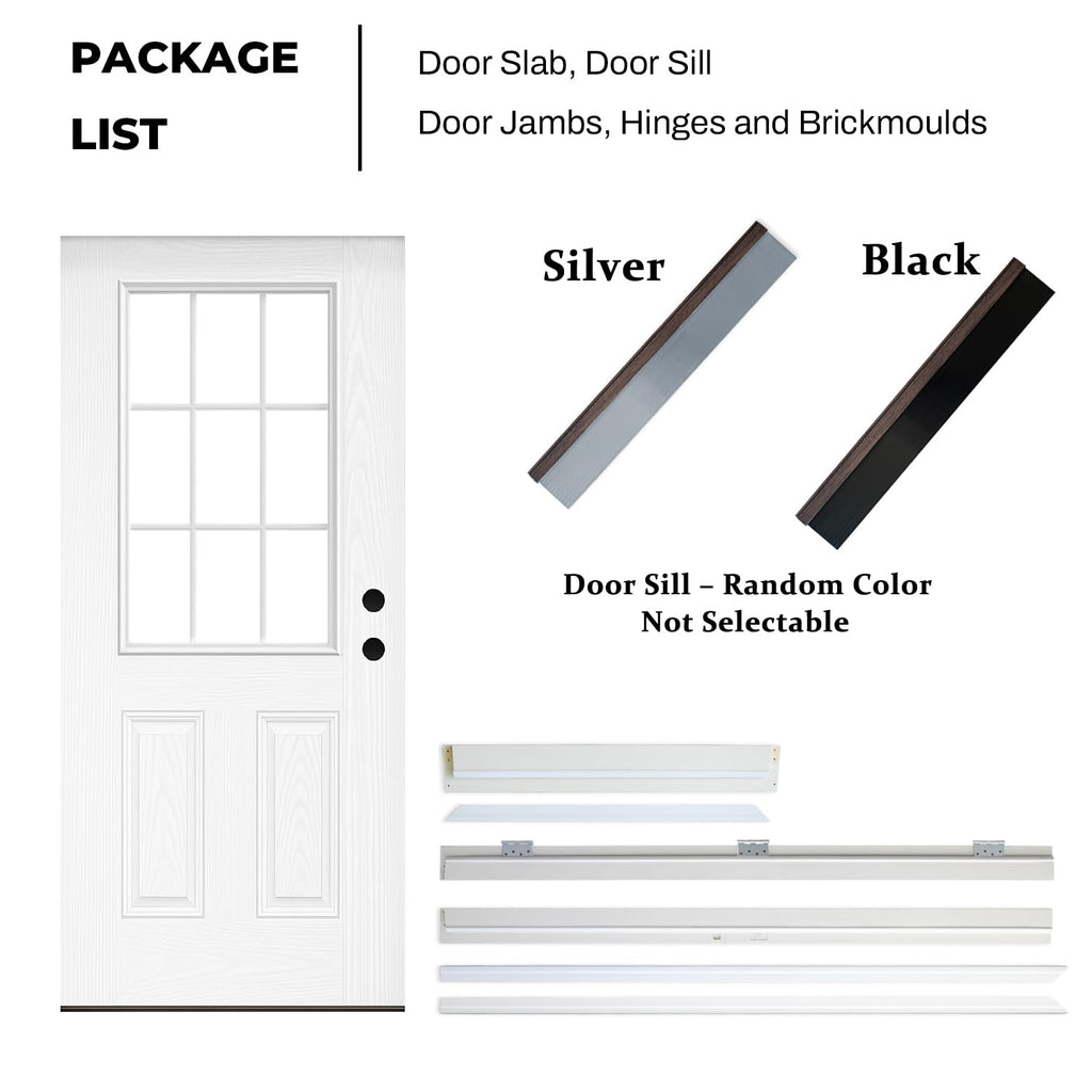Fiberglass Exterior Door with Brickmould, 36'' x 80'' Front Entry Door S890030