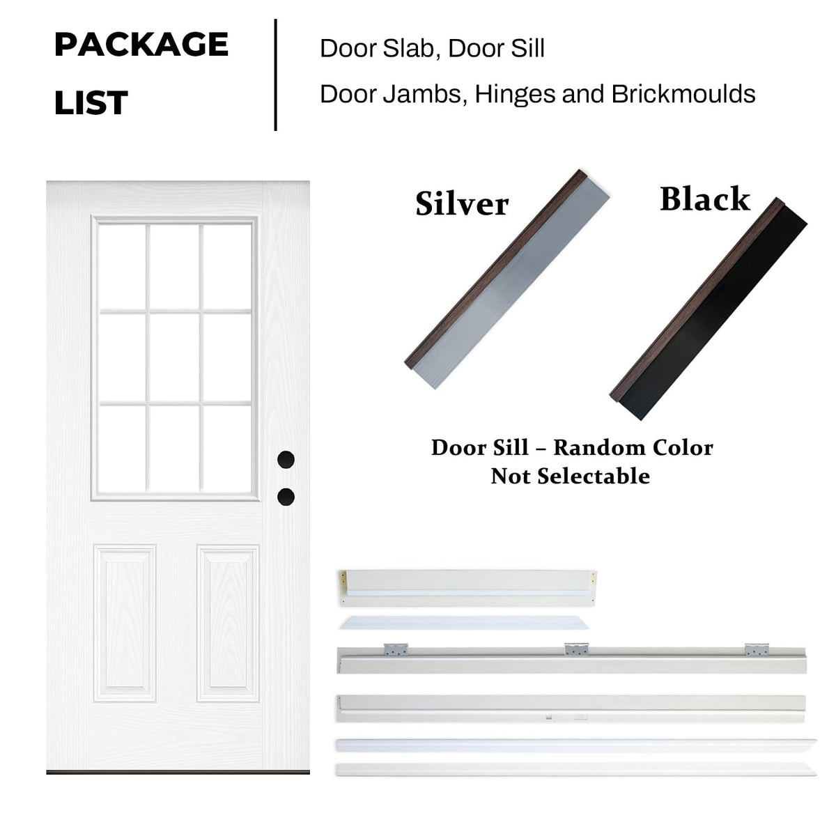 Fiberglass Exterior Door with Brickmould, 36'' x 80'' Front Entry Door S890030
