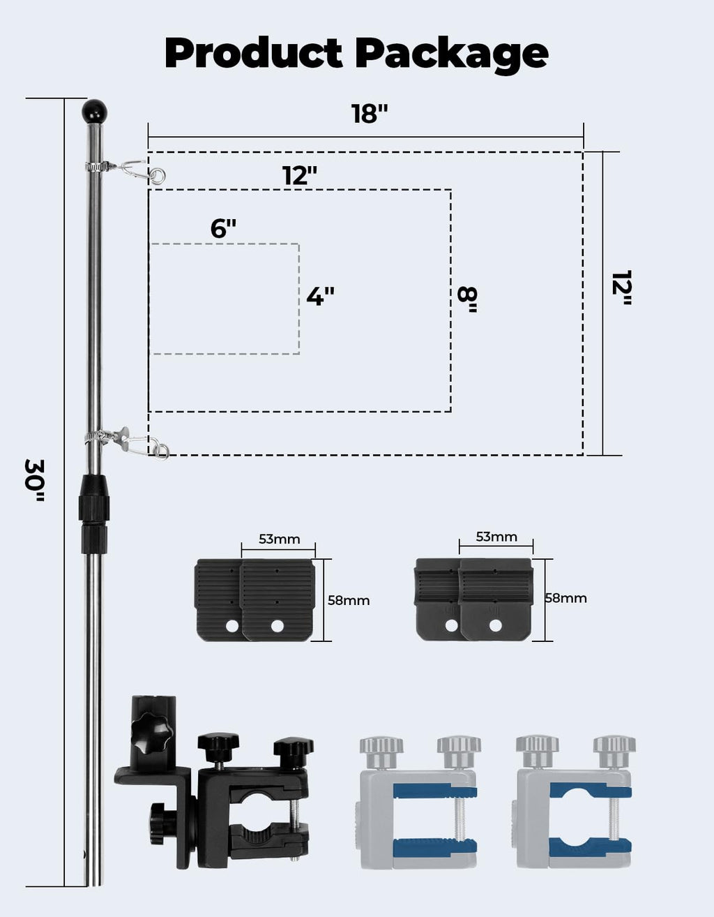 Stainless Steel 360° Rotating Boat Flag Pole Holder U70925