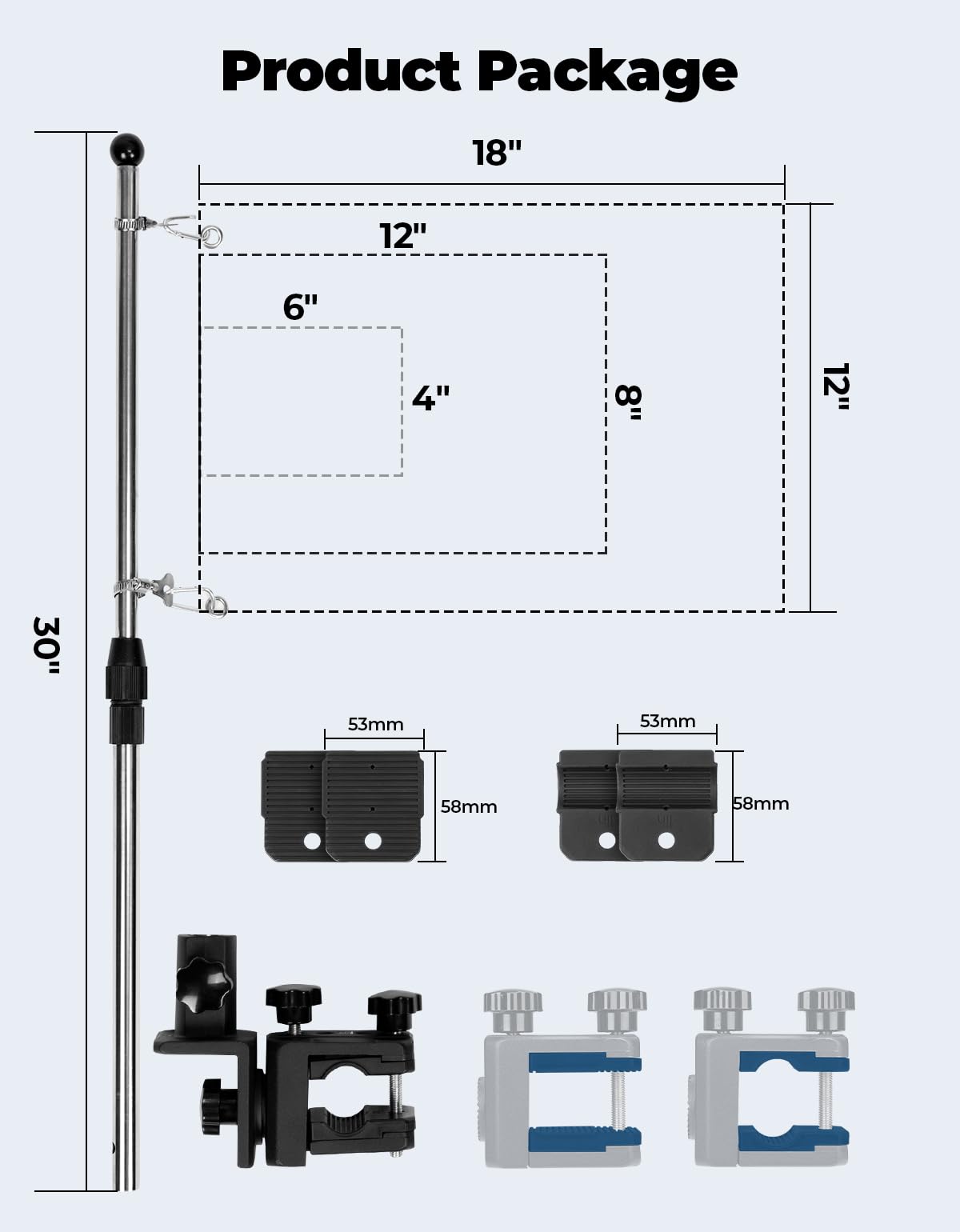 Stainless Steel 360° Rotating Boat Flag Pole Holder U70925