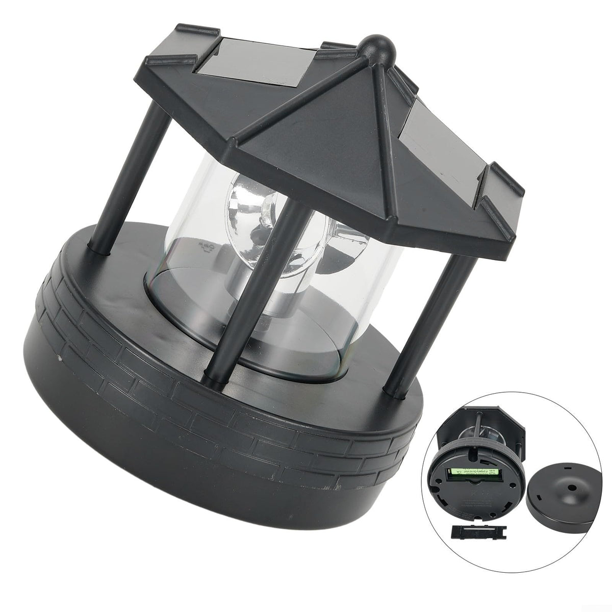 Black Solar Lighthouse Outdoor Light D731