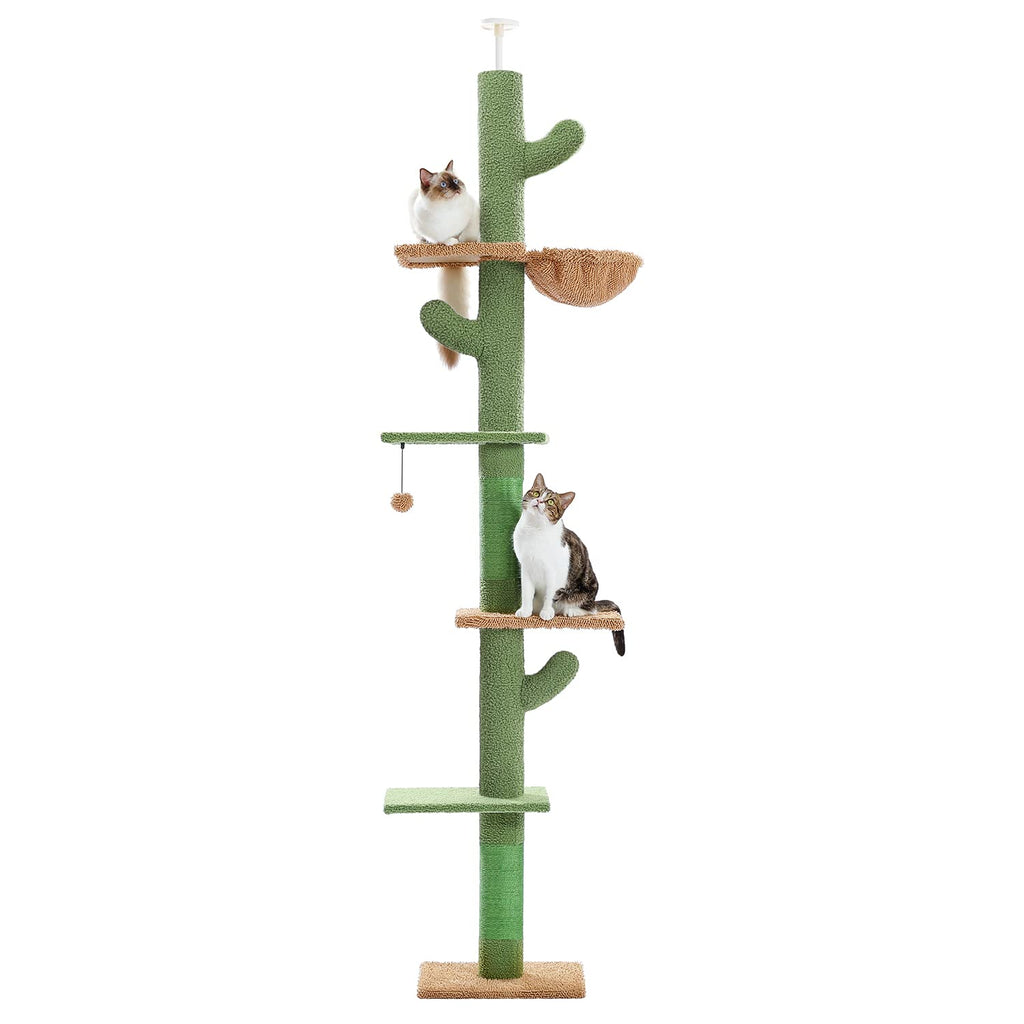 Cactus Floor-to-Ceiling 5-Tier Cat Tree with Hammock R89495