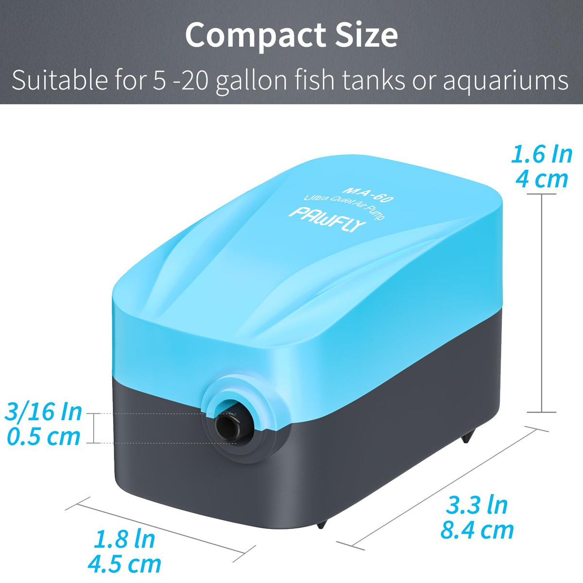 15-40 GPH Compact Quiet Aquarium Air Pump with Air Stone V61745