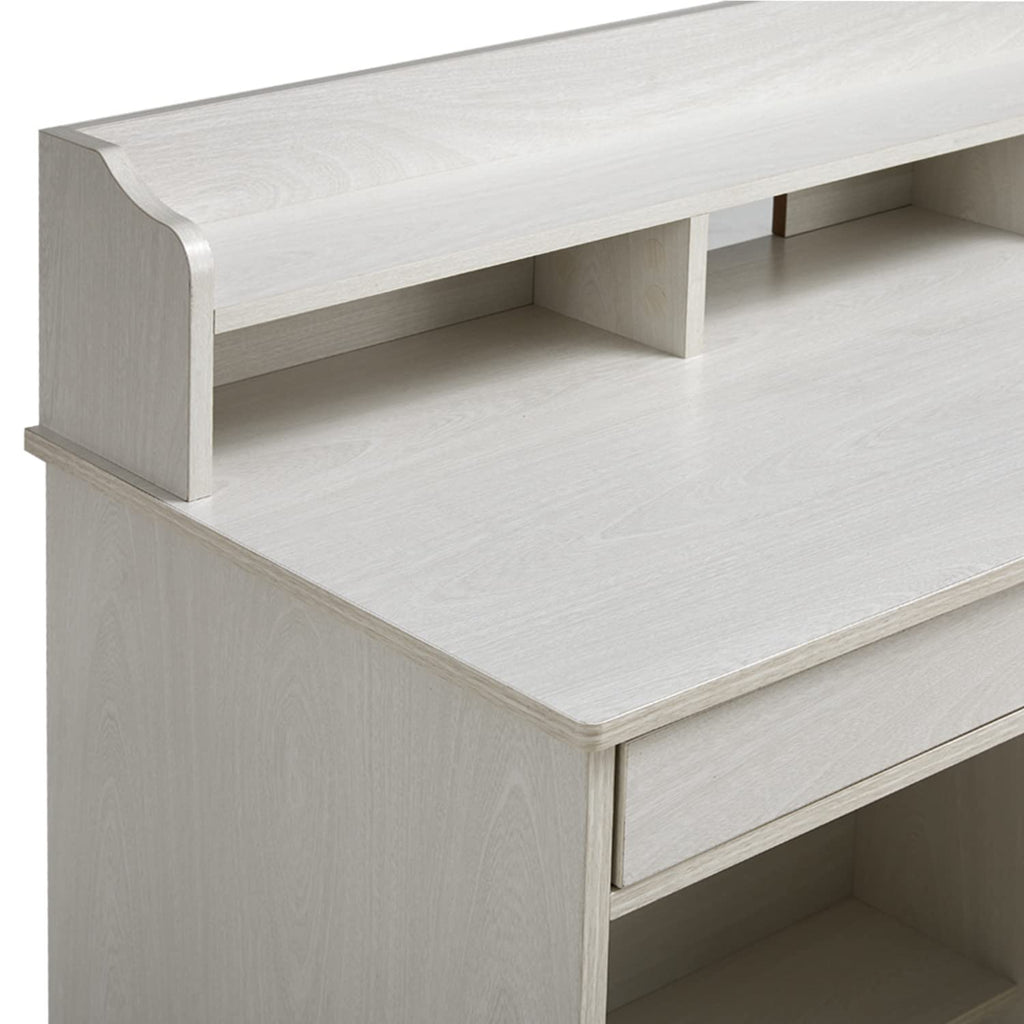 Oak White Computer Desk with 4 Drawers and Hutch Shelf K465332