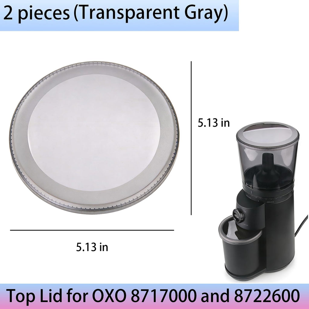 Container Lid for Conical Burr Coffee Grinder, 2 Transparent Gray B700